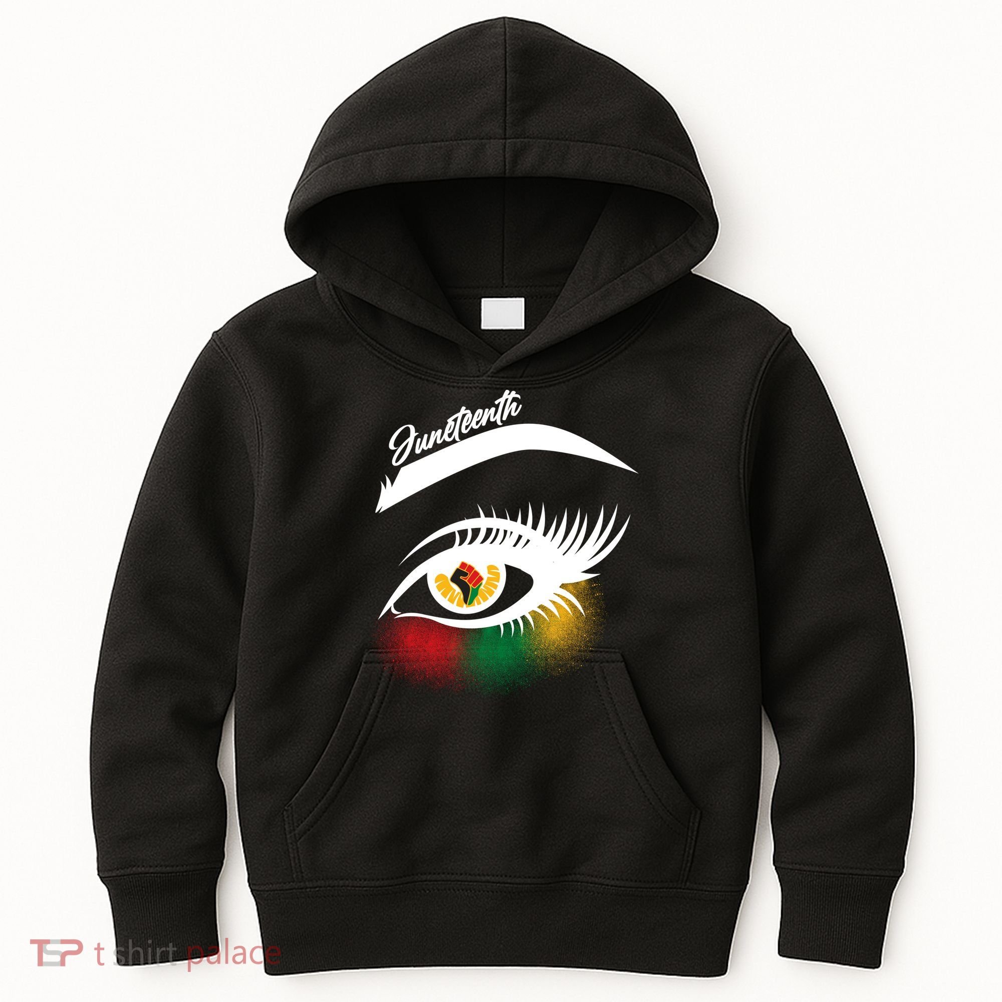 Juneteenth Red Gold Green Eyelashes  Kids Hoodie