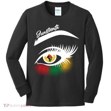 Juneteenth Red Gold Green Eyelashes  Kids Long Sleeve Shirt