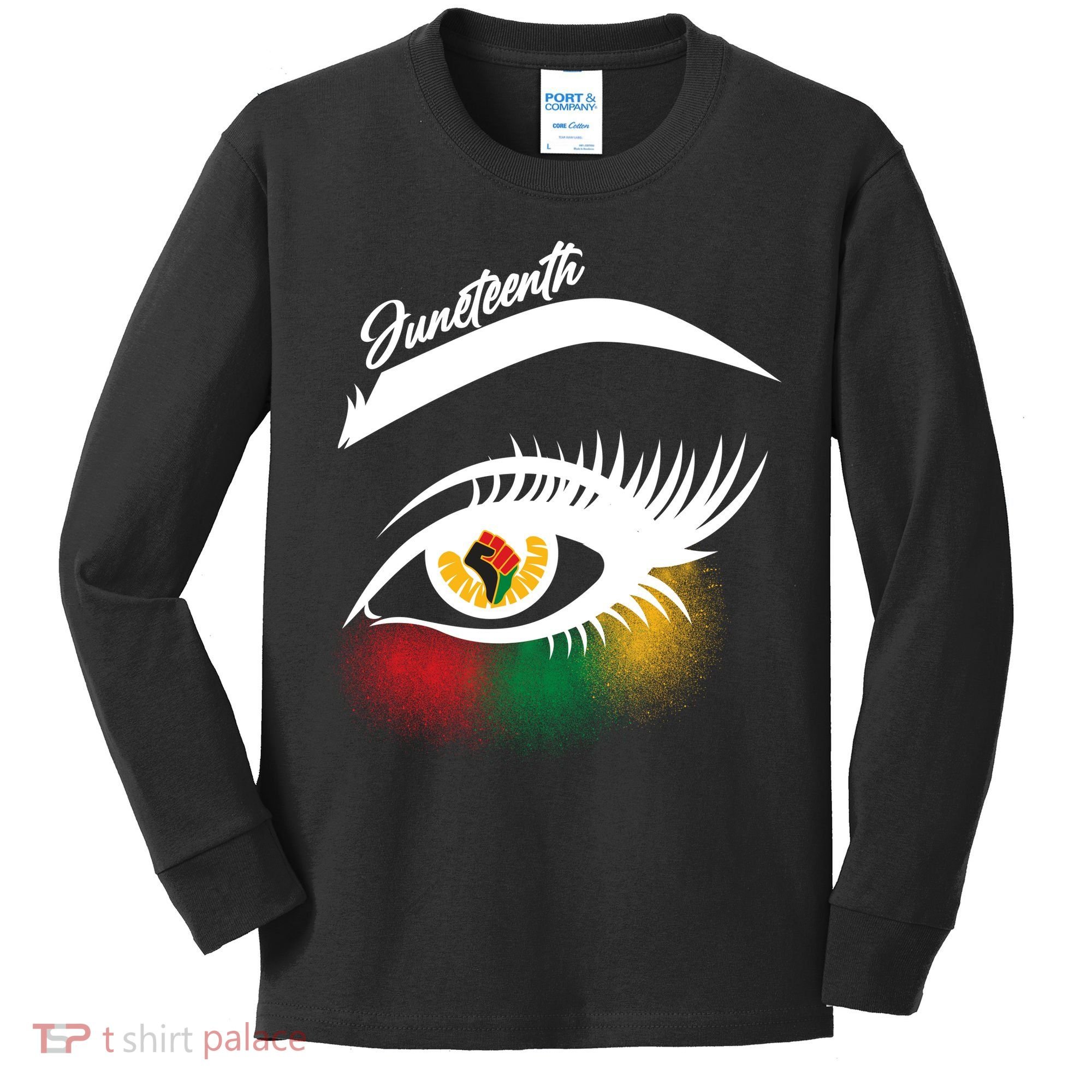 Juneteenth Red Gold Green Eyelashes  Kids Long Sleeve Shirt