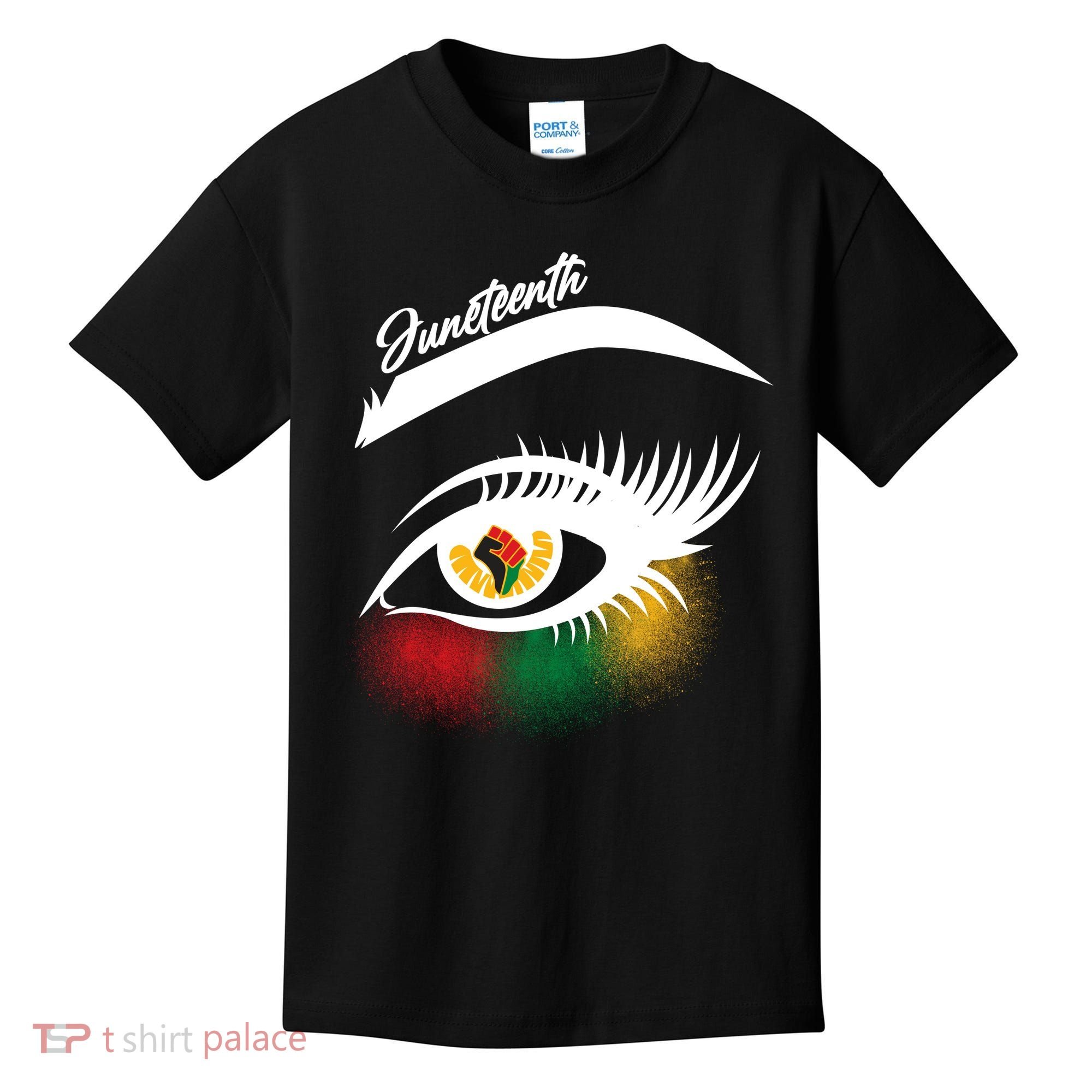 Juneteenth Red Gold Green Eyelashes  Kids T-Shirt