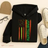 Juneteenth Red Gold Green USA Flag Hoodie thumb 4