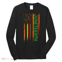 Juneteenth Red Gold Green USA Flag Long Sleeve Shirt thumb 0