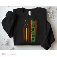 Juneteenth Red Gold Green USA Flag Sweatshirt thumb 2