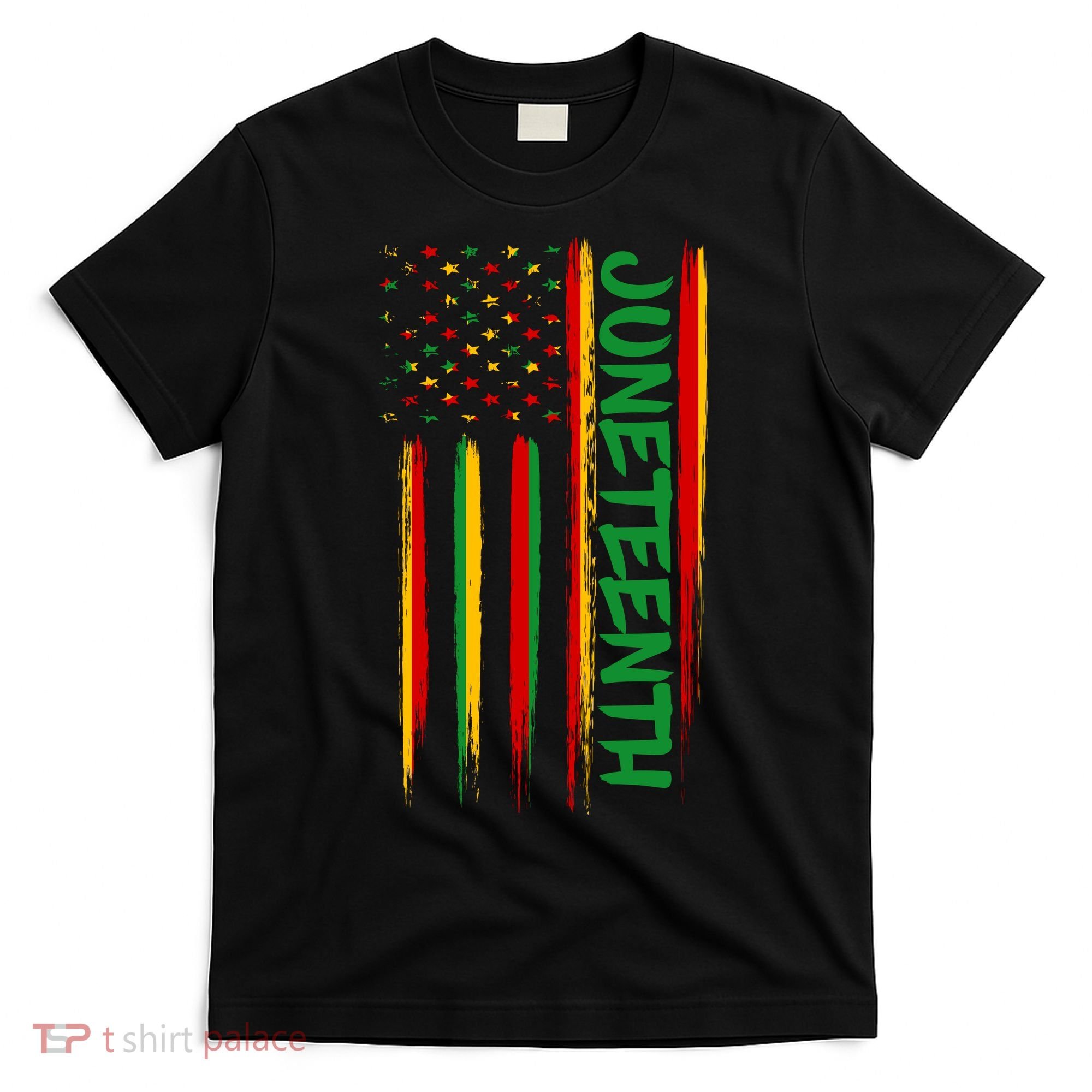 Juneteenth Red Gold Green USA Flag T-Shirt