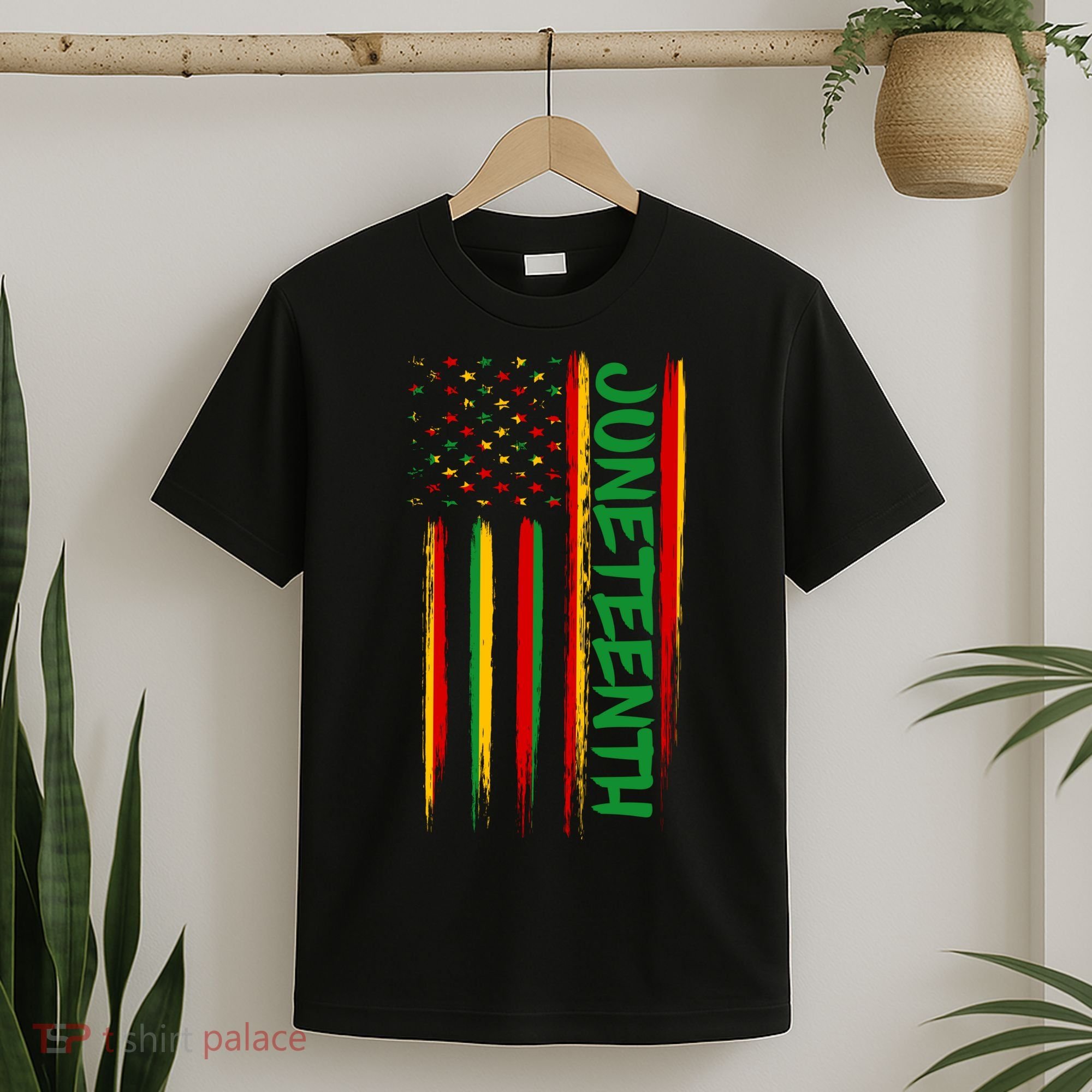 Juneteenth Red Gold Green USA Flag T-Shirt