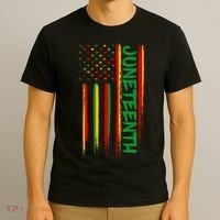 Juneteenth Red Gold Green USA Flag T-Shirt thumb 3