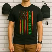 Juneteenth Red Gold Green USA Flag T-Shirt thumb 6