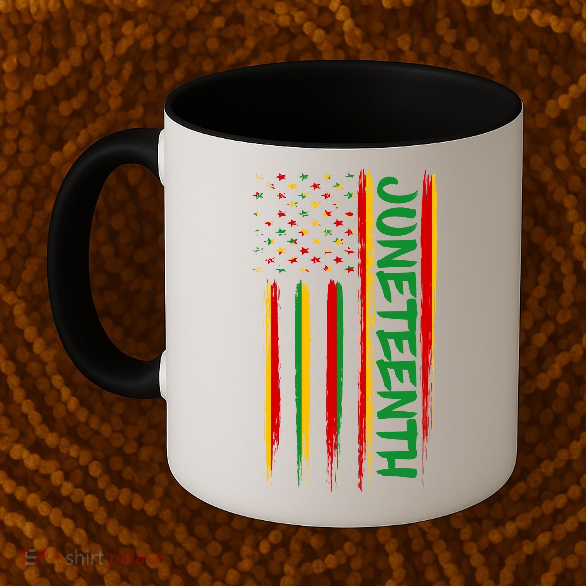 Juneteenth Red Gold Green USA Flag Coffee Mug