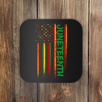Juneteenth Red Gold Green USA Flag Coaster