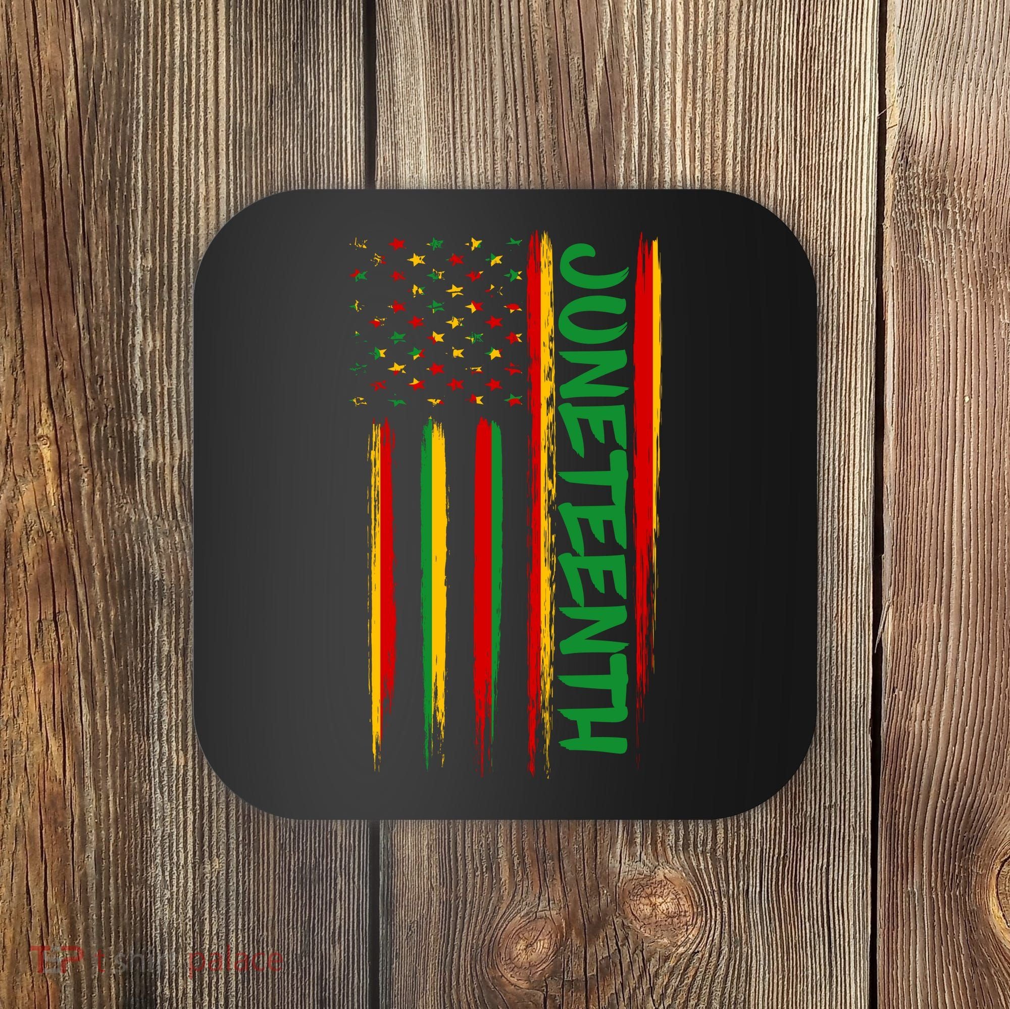 Juneteenth Red Gold Green USA Flag Coaster