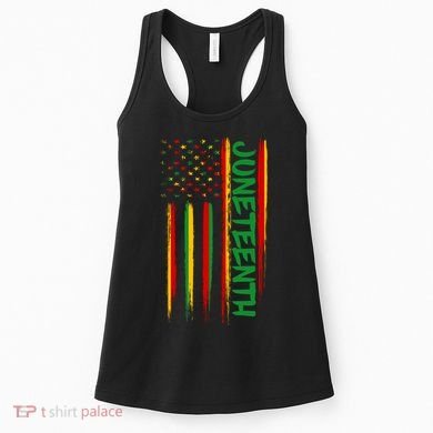 Juneteenth Red Gold Green USA Flag Women's Tank Top