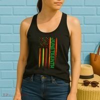 Juneteenth Red Gold Green USA Flag Women's Tank Top thumb 2