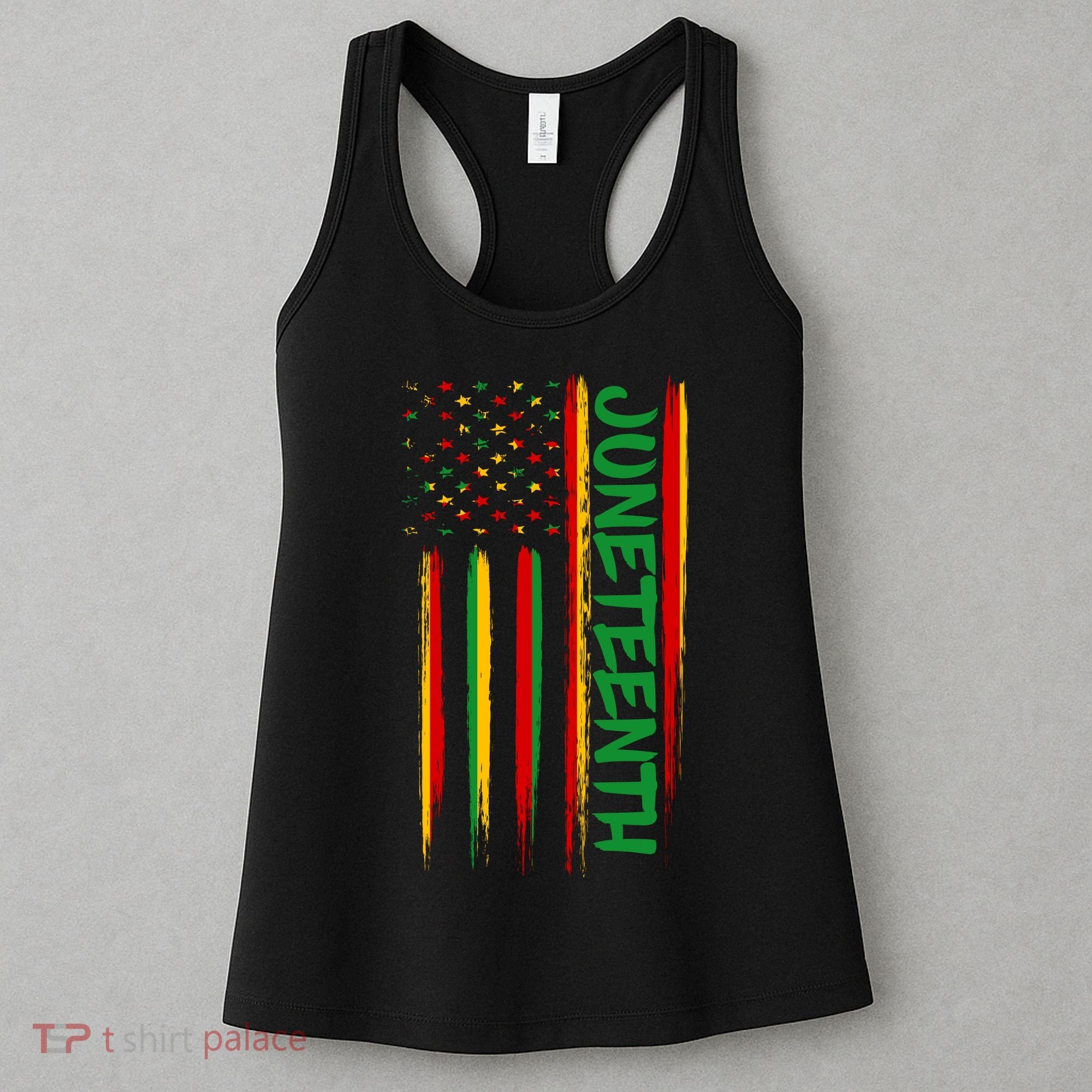 Juneteenth Red Gold Green USA Flag Women's Tank Top