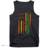 Juneteenth Red Gold Green USA Flag Tank Top thumb 0