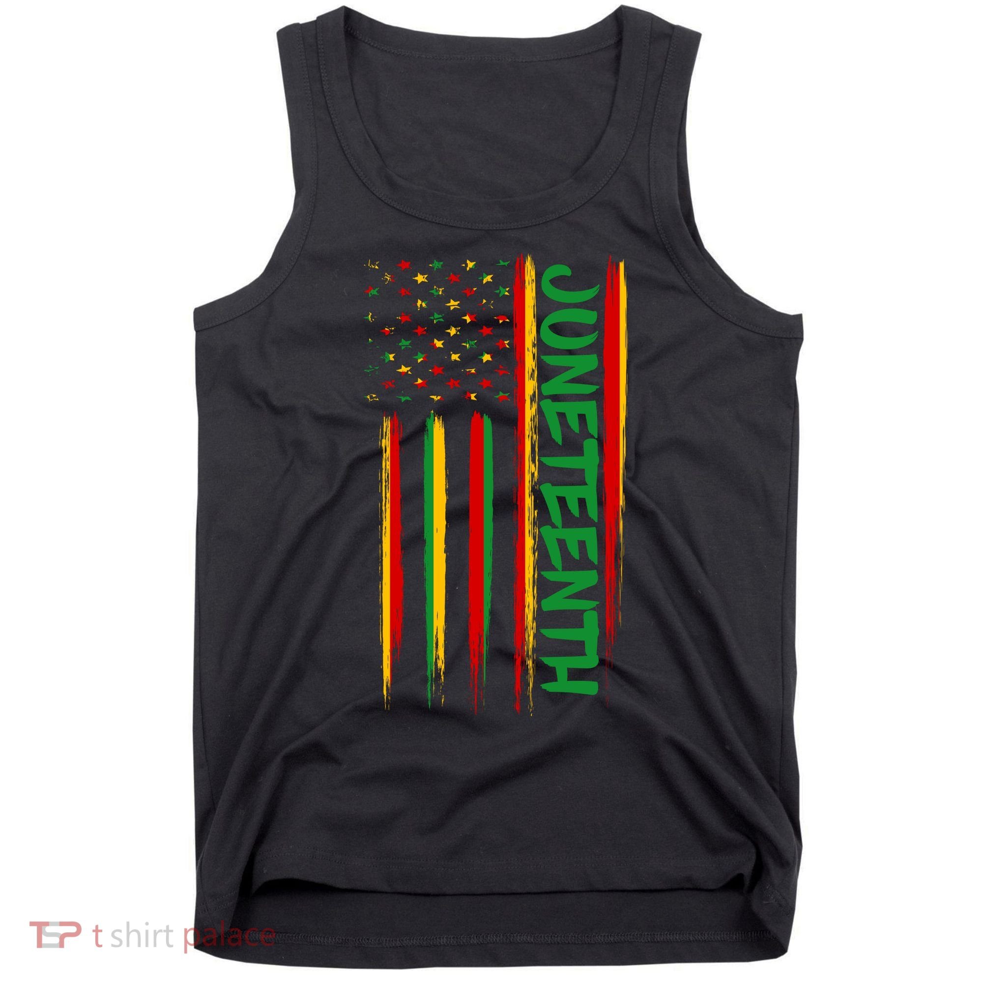Juneteenth Red Gold Green USA Flag Tank Top