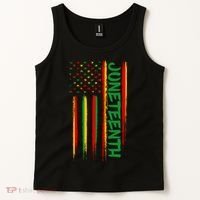 Juneteenth Red Gold Green USA Flag Tank Top thumb 2