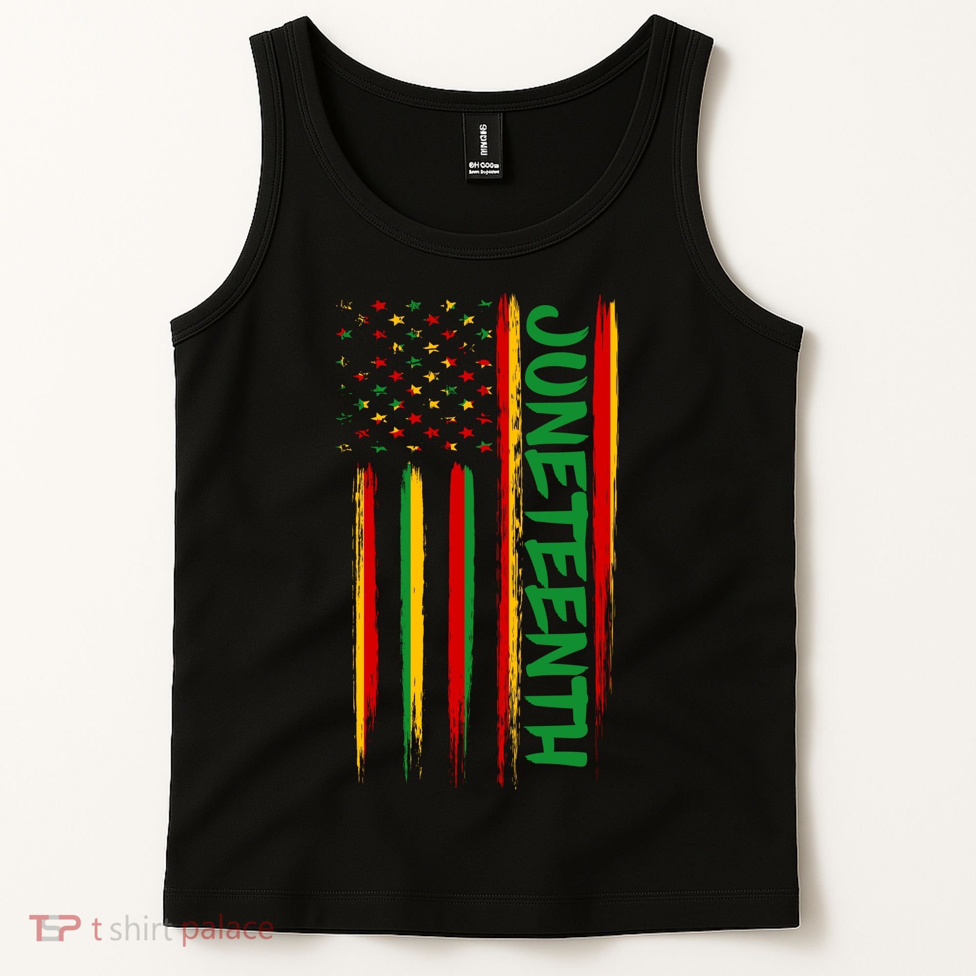 Juneteenth Red Gold Green USA Flag Tank Top