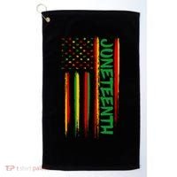 Juneteenth Red Gold Green USA Flag Golf Towel thumb 0