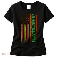 Juneteenth Red Gold Green USA Flag Women's T-Shirt thumb 0