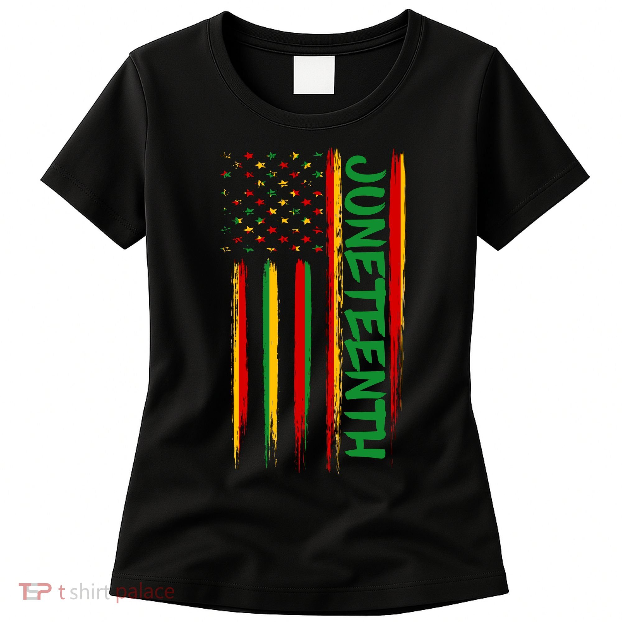 Juneteenth Red Gold Green USA Flag Women's T-Shirt
