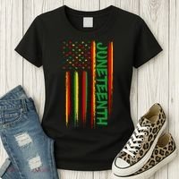 Juneteenth Red Gold Green USA Flag Women's T-Shirt thumb 3