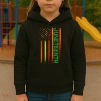Juneteenth Red Gold Green USA Flag Kids Hoodie thumb 3