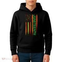 Juneteenth Red Gold Green USA Flag Kids Hoodie thumb 4