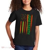 Juneteenth Red Gold Green USA Flag Kids T-Shirt thumb 2