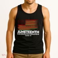 Juneteenth US Flag Celebrate Freedom June 19 Tank Top thumb 3