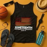 Juneteenth US Flag Celebrate Freedom June 19 Tank Top thumb 4