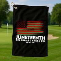 Juneteenth US Flag Celebrate Freedom June 19 Golf Towel thumb 1