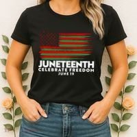 Juneteenth US Flag Celebrate Freedom June 19 Women's T-Shirt thumb 2