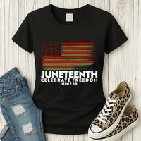 Juneteenth US Flag Celebrate Freedom June 19 Women's T-Shirt thumb 3