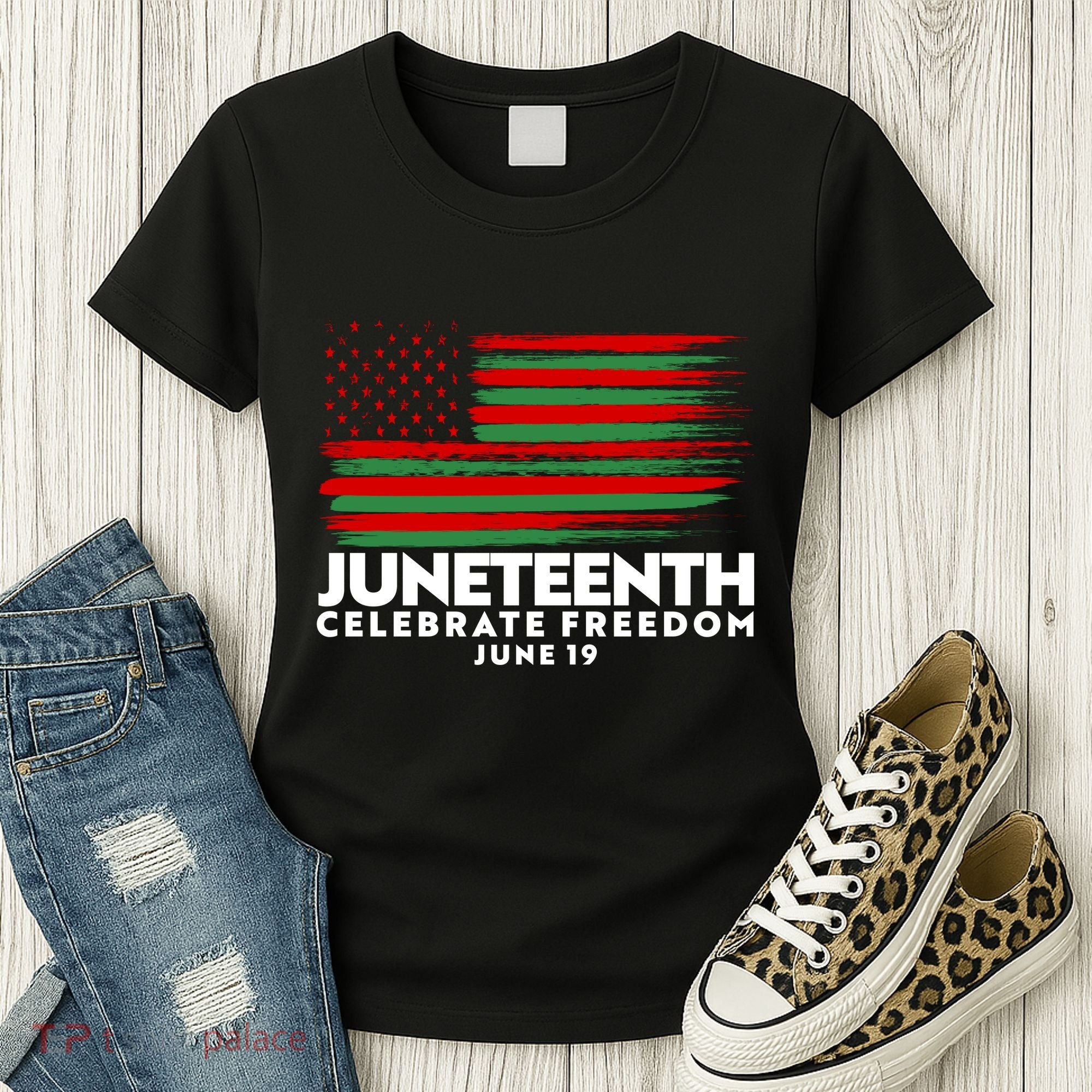 Juneteenth US Flag Celebrate Freedom June 19 Women's T-Shirt