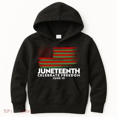 Juneteenth US Flag Celebrate Freedom June 19 Kids Hoodie