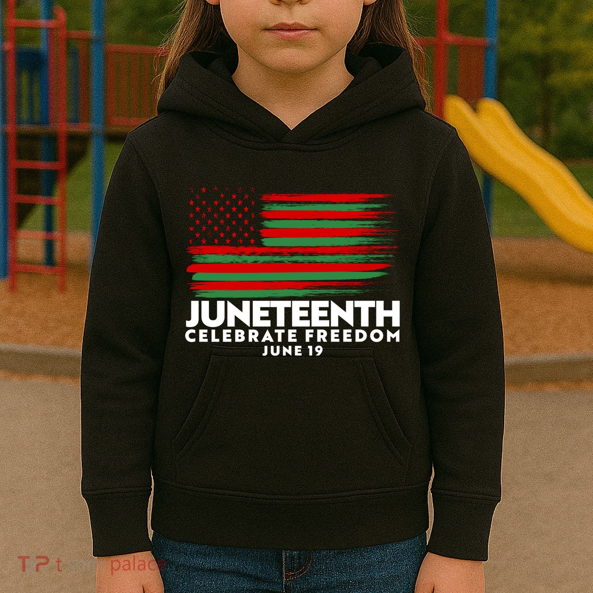 Juneteenth US Flag Celebrate Freedom June 19 Kids Hoodie