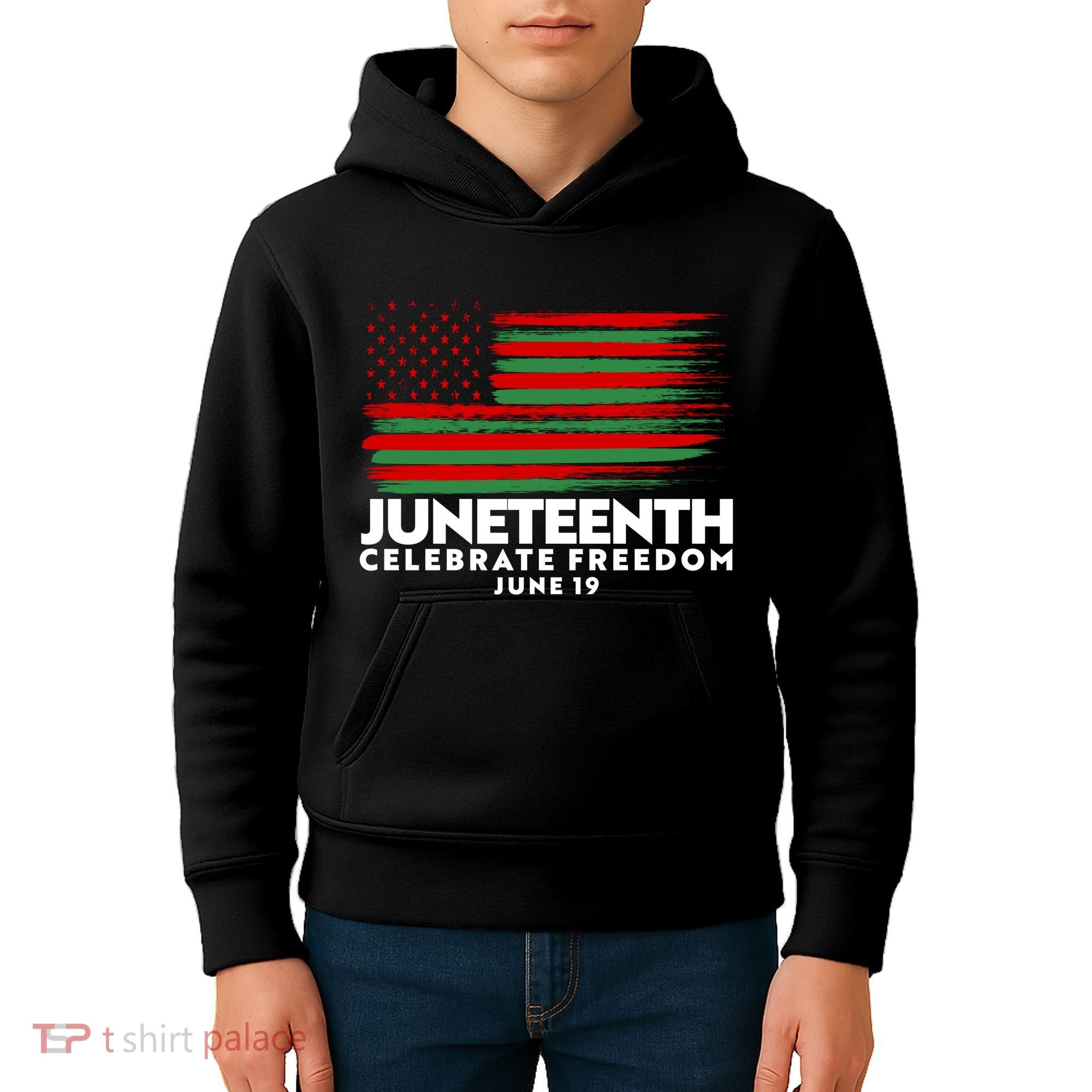 Juneteenth US Flag Celebrate Freedom June 19 Kids Hoodie