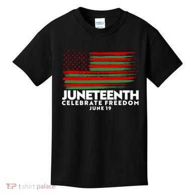 Juneteenth US Flag Celebrate Freedom June 19 Kids T-Shirt