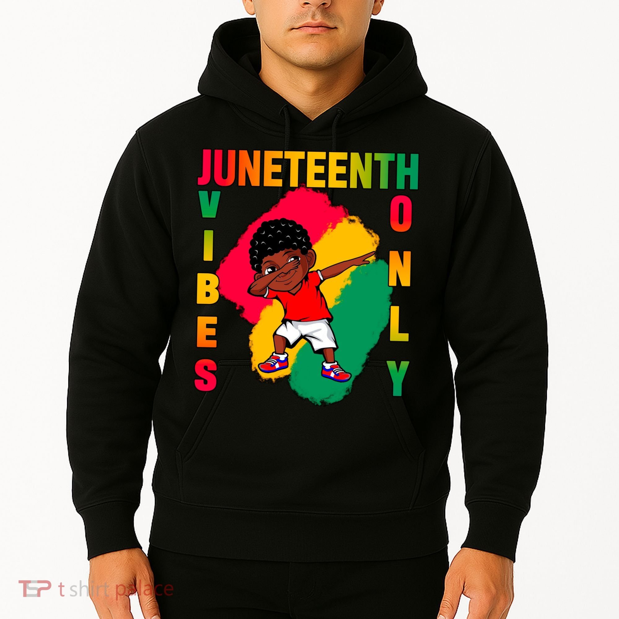 Juneteenth Vibes Only Dabbing African American Boys Hoodie