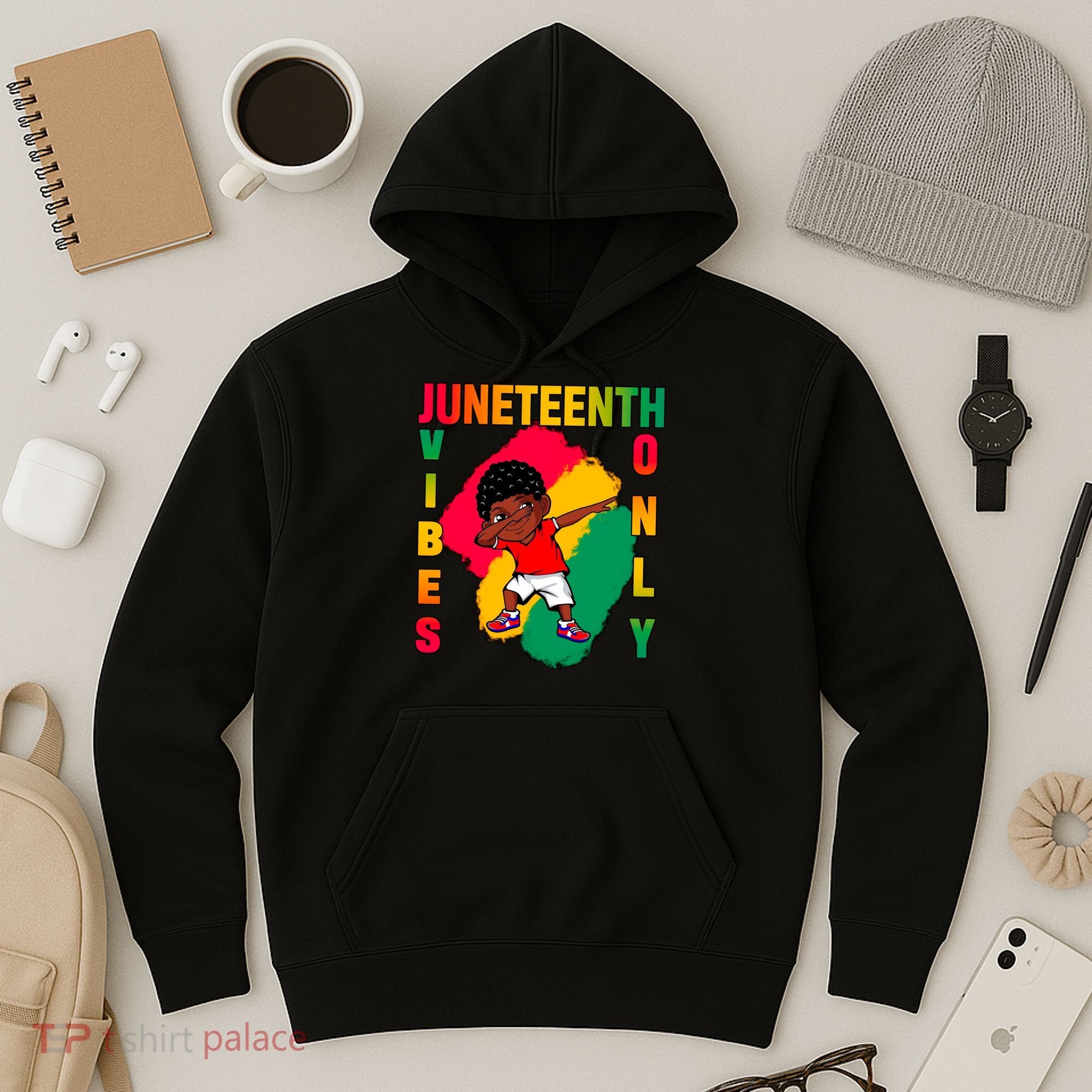 Juneteenth Vibes Only Dabbing African American Boys Hoodie