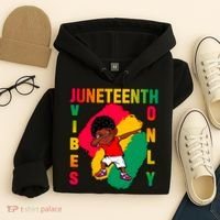 Juneteenth Vibes Only Dabbing African American Boys Hoodie thumb 4