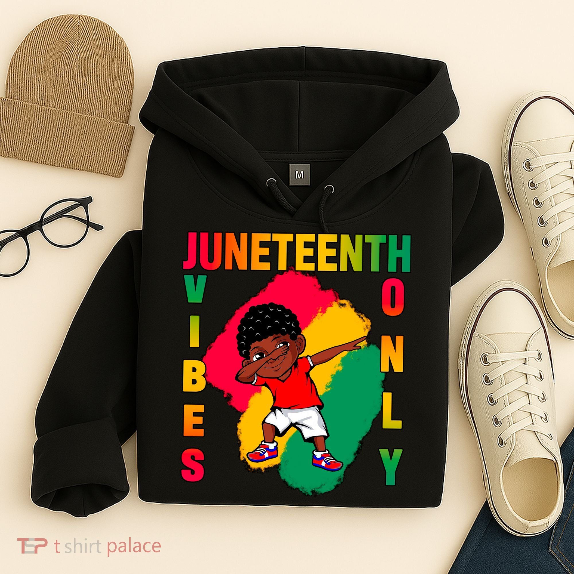 Juneteenth Vibes Only Dabbing African American Boys Hoodie