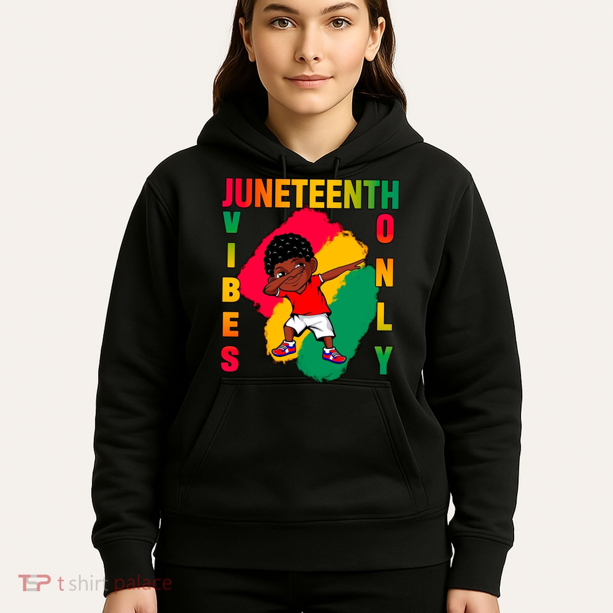 Juneteenth Vibes Only Dabbing African American Boys Hoodie