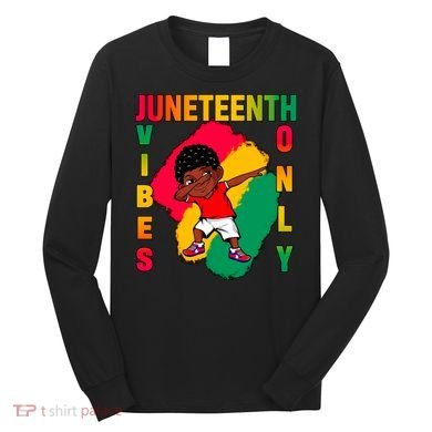 Juneteenth Vibes Only Dabbing African American Boys Long Sleeve Shirt