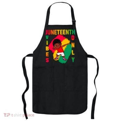 Juneteenth Vibes Only Dabbing African American Boys Apron