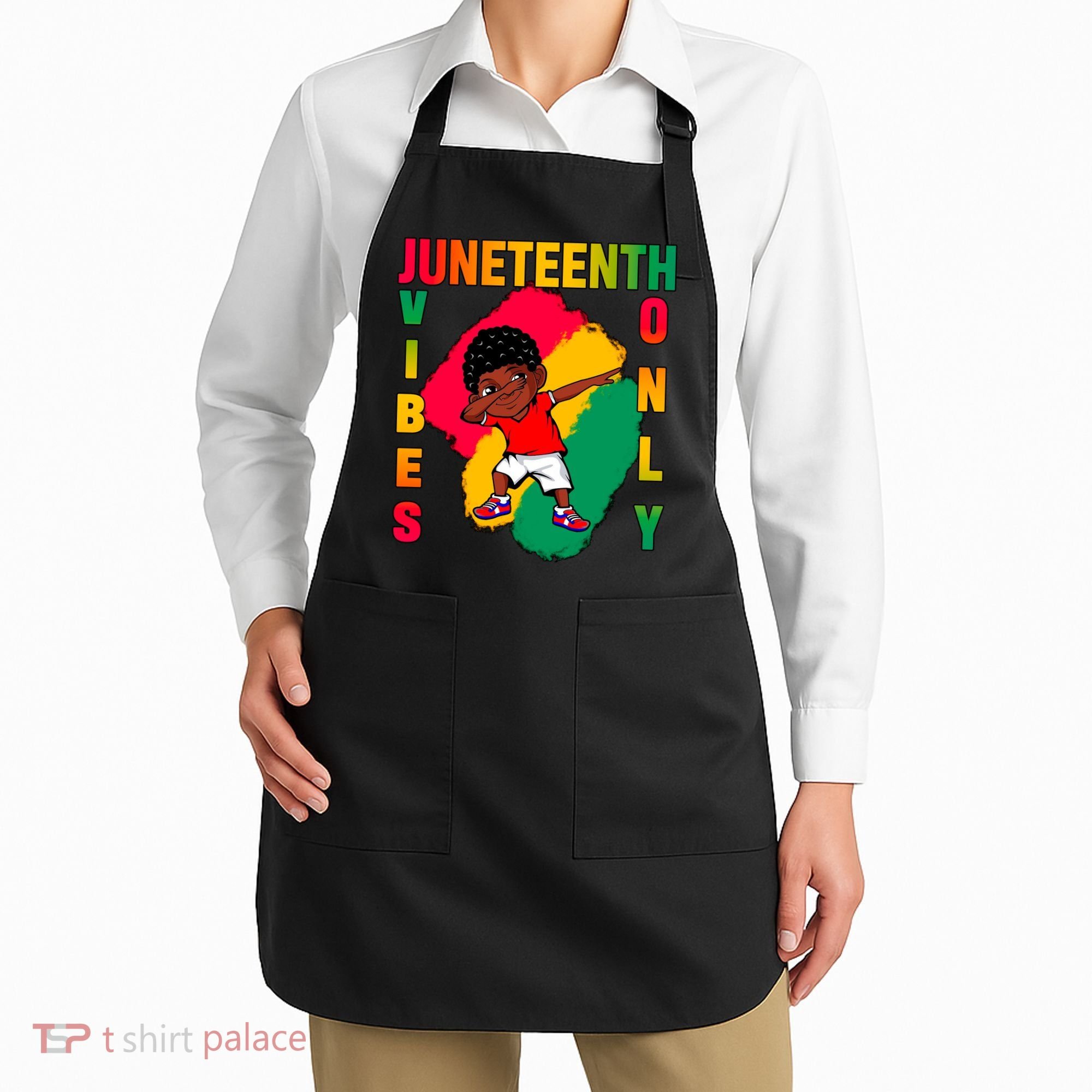 Juneteenth Vibes Only Dabbing African American Boys Apron
