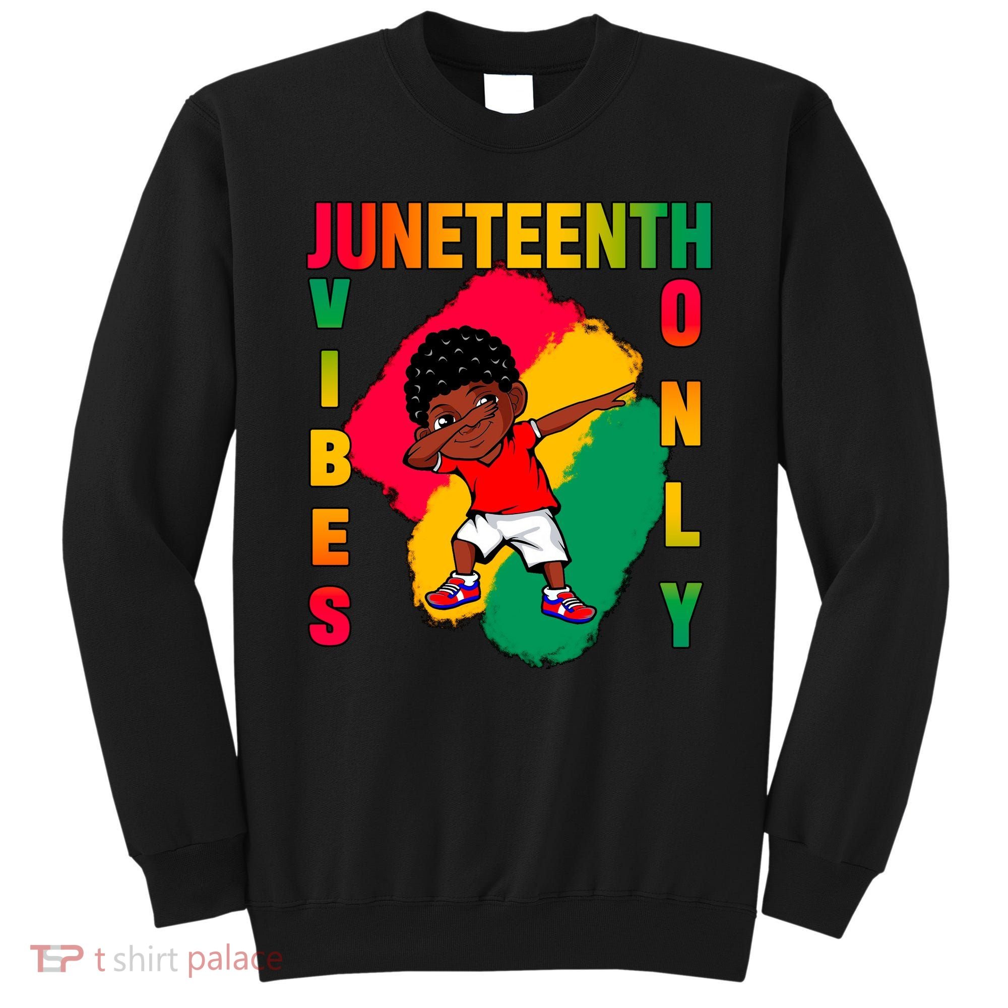Juneteenth Vibes Only Dabbing African American Boys Sweatshirt