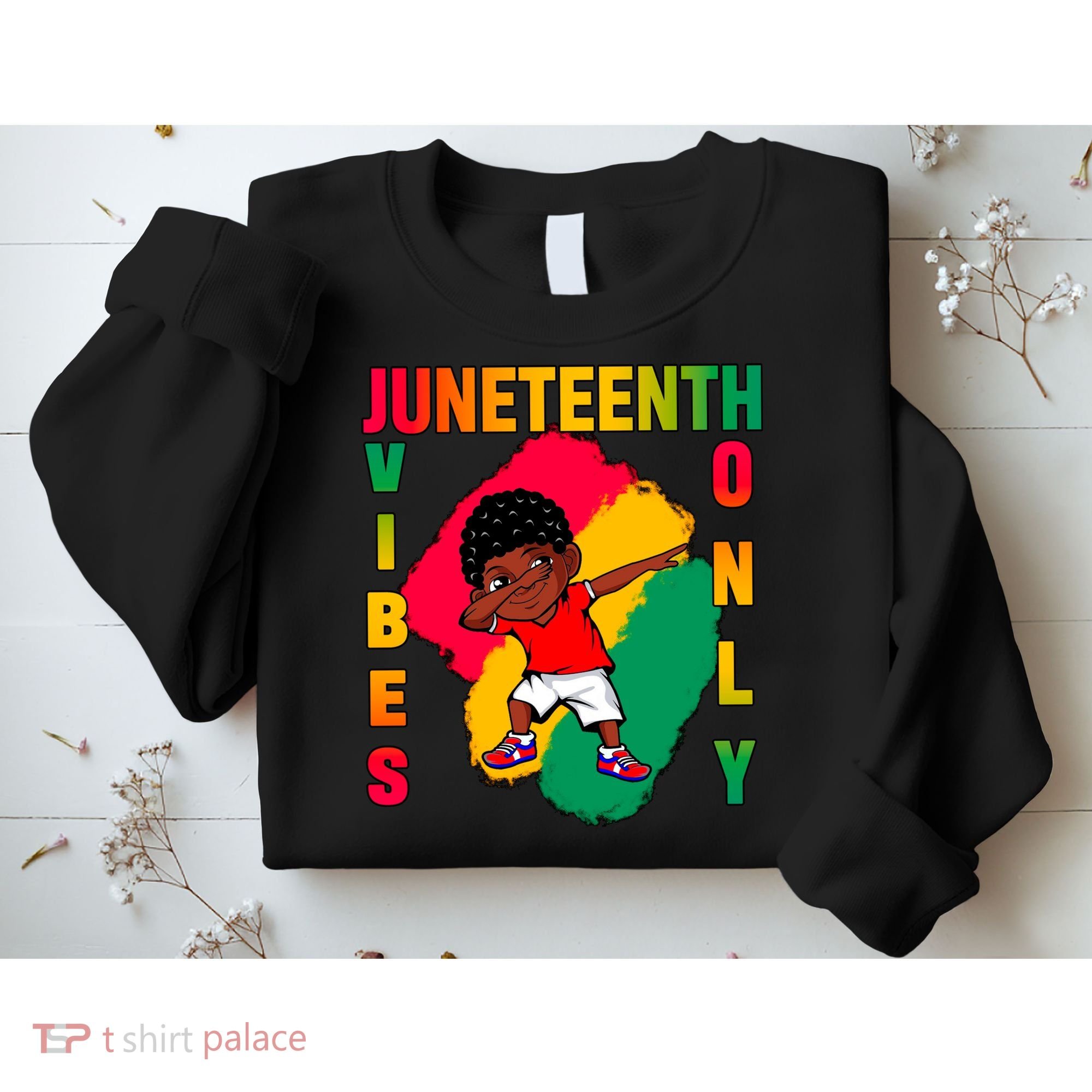 Juneteenth Vibes Only Dabbing African American Boys Sweatshirt