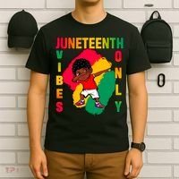 Juneteenth Vibes Only Dabbing African American Boys T-Shirt thumb 6