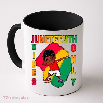 Juneteenth Vibes Only Dabbing African American Boys Coffee Mug